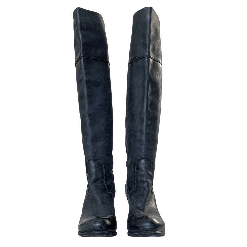 D-Segno Black Leather Studded Knee High Boots • Sz 8 - Picture 3 of 11